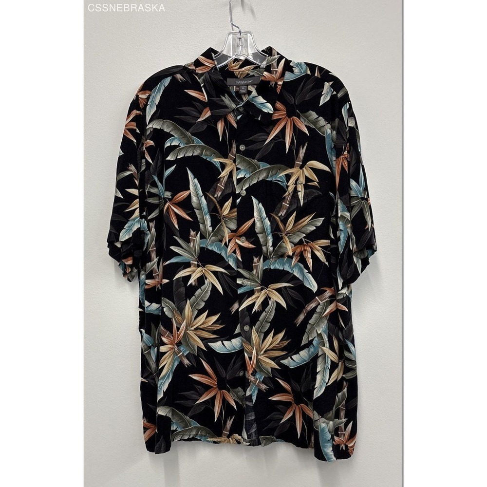 Croft And Barrow Mens Hawaiian Shirt Black Green Brown - Size XL